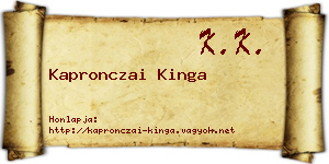 Kapronczai Kinga névjegykártya